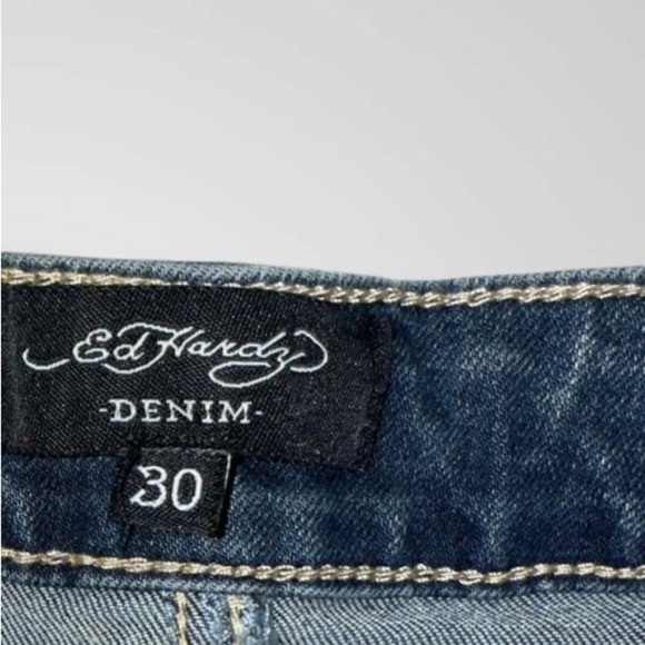 Ed Hardy Jeans Womens 32 True Love Fit & Flare Love Eternal Y2K Blue Denim - Picture 6 of 8